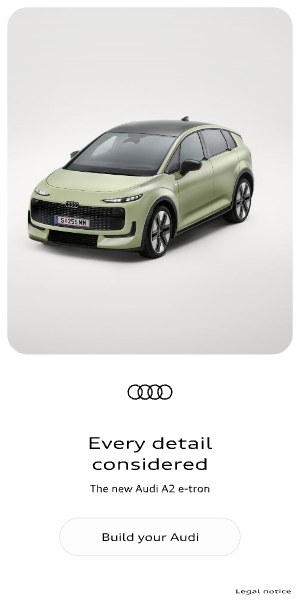Audi A2 e-tron 300×600 banner, earlier work by our team (original artwork)