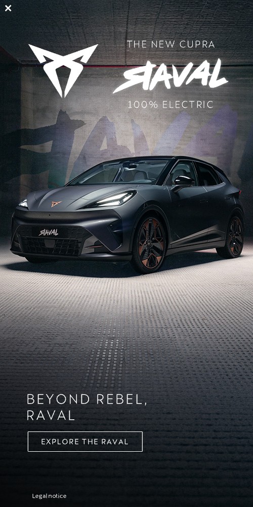CUPRA Raval Sitebar 500×1000 banner, earlier work by our team (original artwork)