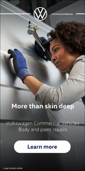 Volkswagen body & paint 300×600 banner, earlier work by our team (original artwork)